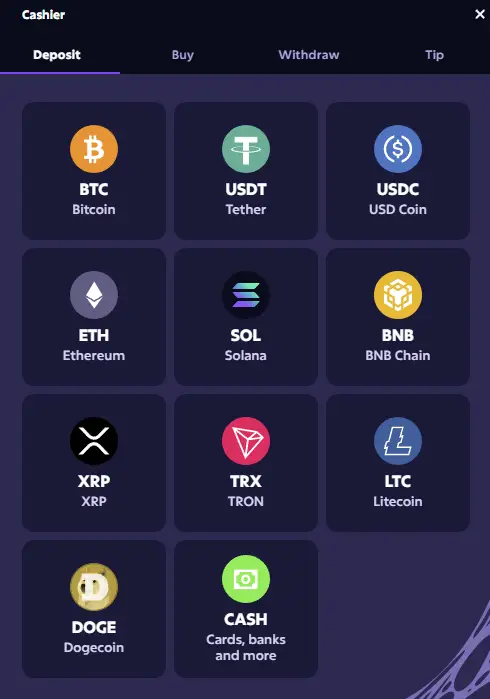 Roobet Casino Cryptocurrency Stortingen